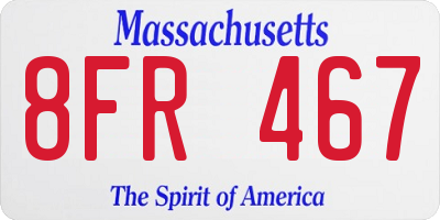 MA license plate 8FR467