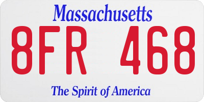 MA license plate 8FR468