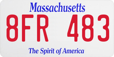 MA license plate 8FR483