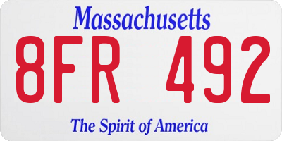 MA license plate 8FR492