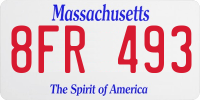 MA license plate 8FR493