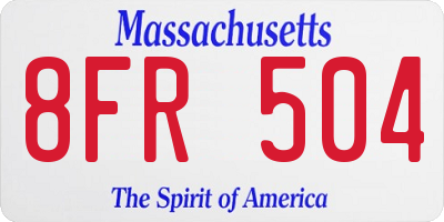 MA license plate 8FR504