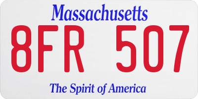 MA license plate 8FR507
