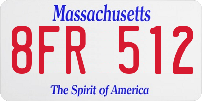 MA license plate 8FR512