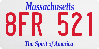 MA license plate 8FR521