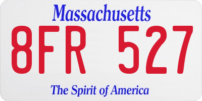MA license plate 8FR527