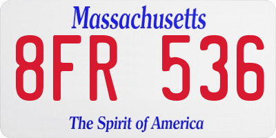 MA license plate 8FR536
