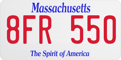 MA license plate 8FR550