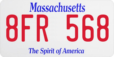 MA license plate 8FR568