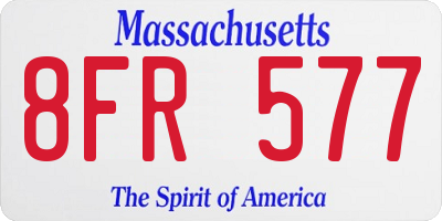 MA license plate 8FR577