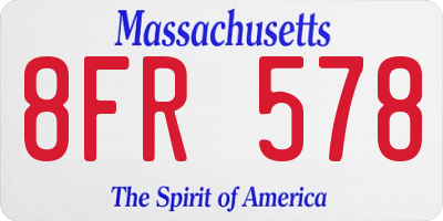 MA license plate 8FR578