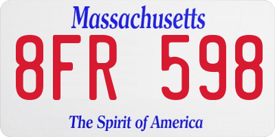 MA license plate 8FR598