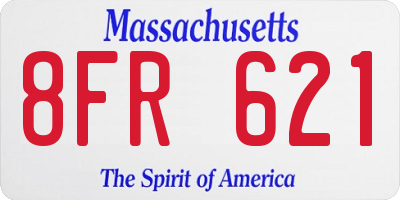 MA license plate 8FR621