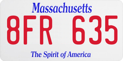 MA license plate 8FR635