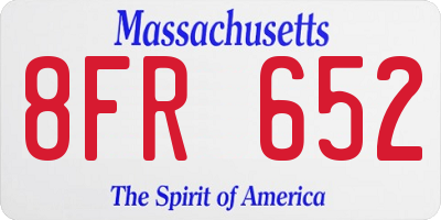 MA license plate 8FR652