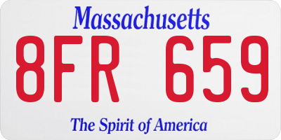 MA license plate 8FR659