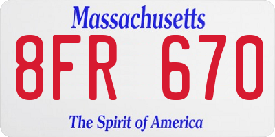 MA license plate 8FR670