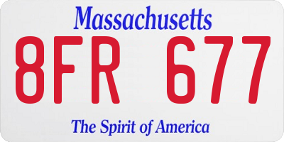 MA license plate 8FR677