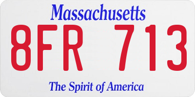 MA license plate 8FR713