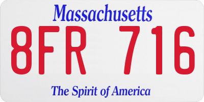 MA license plate 8FR716