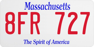 MA license plate 8FR727