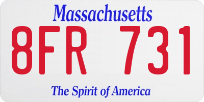 MA license plate 8FR731