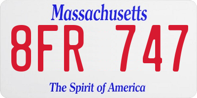 MA license plate 8FR747