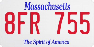 MA license plate 8FR755