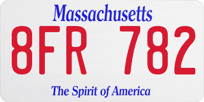 MA license plate 8FR782