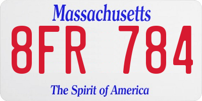 MA license plate 8FR784
