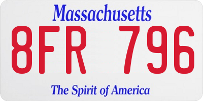 MA license plate 8FR796