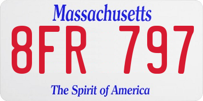 MA license plate 8FR797