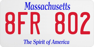 MA license plate 8FR802