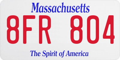 MA license plate 8FR804