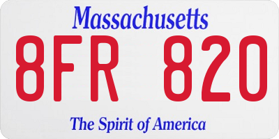 MA license plate 8FR820