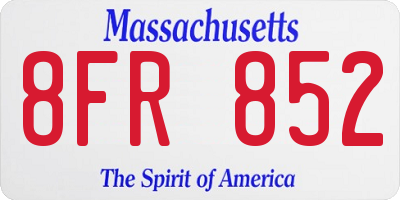 MA license plate 8FR852