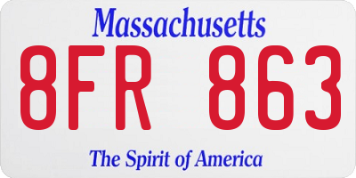 MA license plate 8FR863