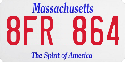 MA license plate 8FR864
