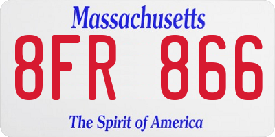 MA license plate 8FR866