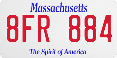MA license plate 8FR884