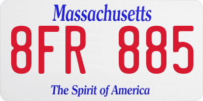 MA license plate 8FR885