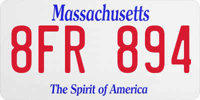 MA license plate 8FR894