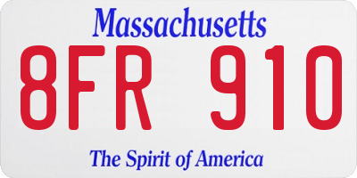 MA license plate 8FR910