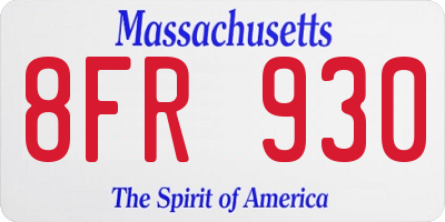 MA license plate 8FR930