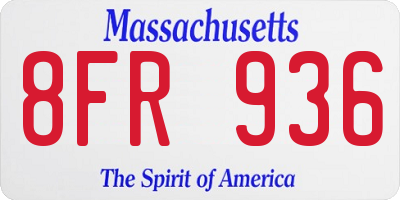 MA license plate 8FR936