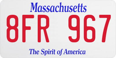 MA license plate 8FR967
