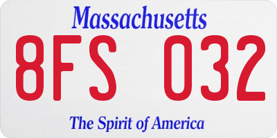 MA license plate 8FS032