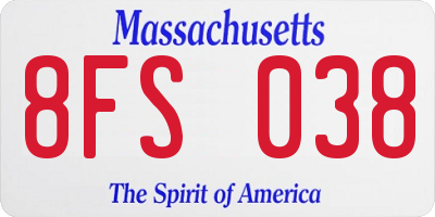 MA license plate 8FS038