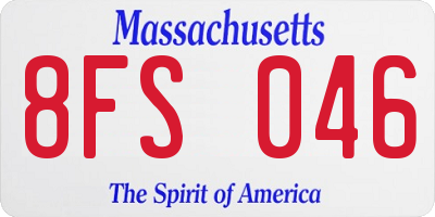 MA license plate 8FS046