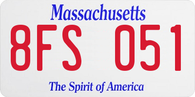 MA license plate 8FS051